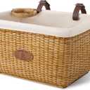 GRANNY SAYS Bike Basket Front with Cup Holder for Women and Men, Natural Rattan Wicker Bike Baskets for Adult Bikes, Basket for Bikes with Liner, Bicycle Baskets for Beach Cruiser