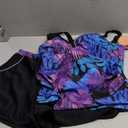 Arolina 2025 Women's Tankini Swimsuits with Pockets Tummy Control Two Piece Bathing Suits with Boy Shorts (Purple Pineapple) M