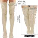 Buauty Women's Cable Knitted Boot Socks Extra Long Thigh High Winter Stockings Over Knee Leg Warmers (Beige)