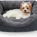 INVENHO Dog Beds for Dogs Washable, Calming Orthopedic Warming Soft Calming Sleeping Durable Pet Bed with Anti-Slip Bottom,. S PLUS (25"x21"x7"), Dark Grey