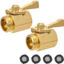 STYDDI Super Heavy Duty Garden Hose Shut Off Valve, 2 Pack Solid Brass Water Hose Shut-off Ball Valve Adapter Connector with 4 Extra Rubber Washers