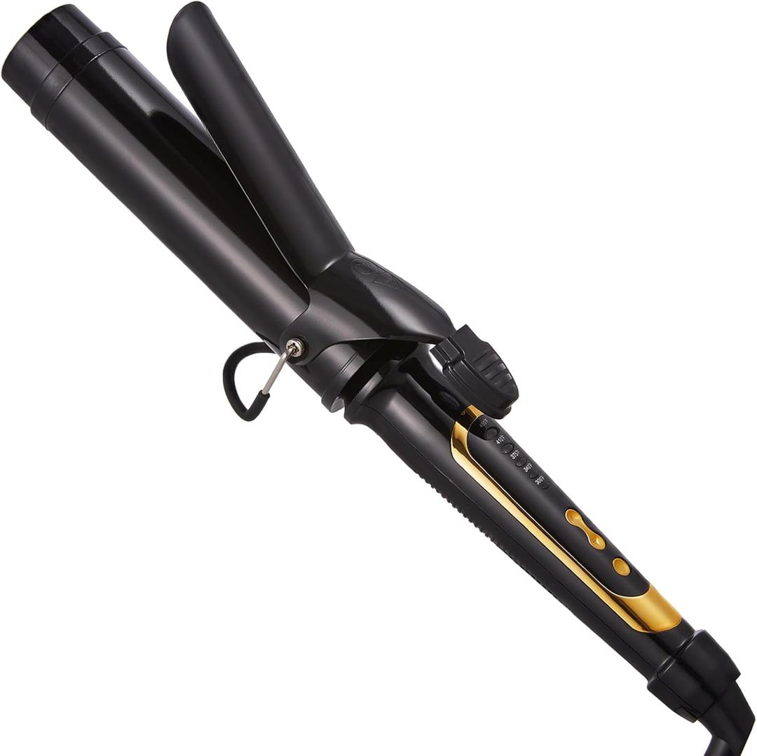 Lanvier 1 1/2 Inch Curling Iron 1.5" Barrel Curling for Medium & Long Hair with Soft and Relax Curls, Up to 450F Worldwide Voltage (100-240V) Hair Curler for Traveling, Hair Waving Style Tool  Black