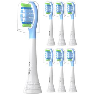 GERAGER Toothbrush Heads Compatible with Philips Sonicare C3 C2 G3 A3 W2 Replacement Heads, 7Pack Brush Heads Compatible with Philips Sonicare Snap-On Toothbrush Handles, White