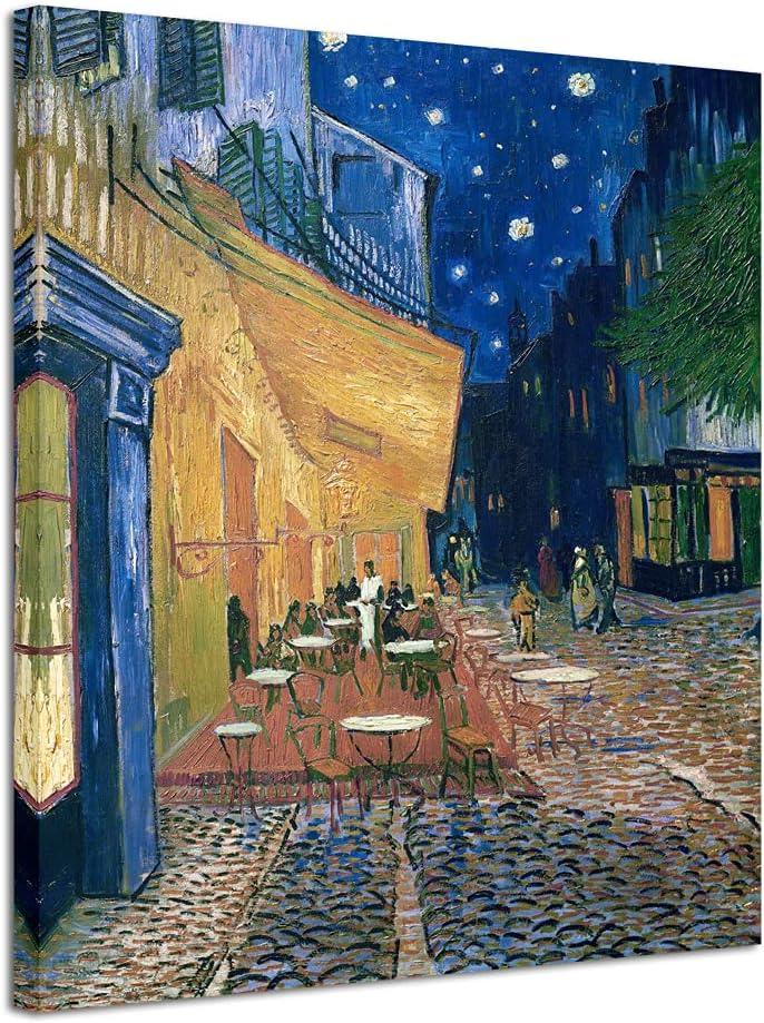 Wieco Art Cafe Terrace at Night Large Modern Giclee Canvas Prints Vincent Van Gogh Artwork Oil Paintings Reproduction Landscape Picture Photo Printed on Canvas Wall Art for Living Room Decorations (24L" x 20W")