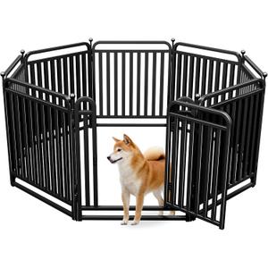 Puppy Playpen Dog Playpens Fence Outdoor Thickened Metal Tube, Low Threshold Dog Play Pen Indoors, 32" Height 8 Panels for Small/Medium/Large Dogs (Black)