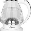 Capresso H2O Glass Kettle, 240.02, White and polished chrome, 48 ounces