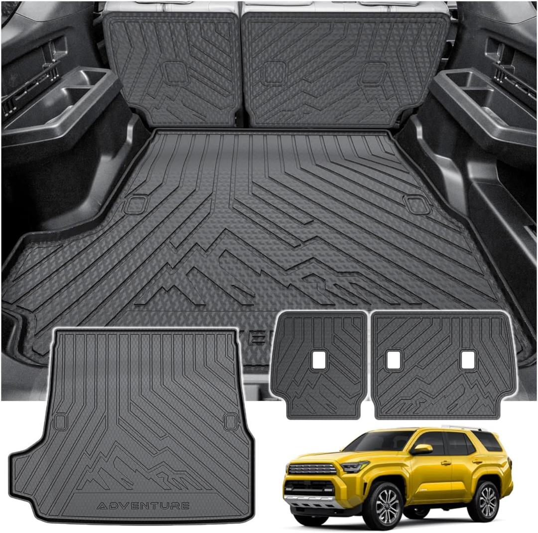 KUST Trunk Cargo Mat for 2025-2026 Toyota 4Runner Gas Accessories 5 Seats Only (Not for Hybrid or 7-Seats), Rear Cargo Liner with Back Seat Protector, TPE Rubber, Raised Edge, All Weather Protection