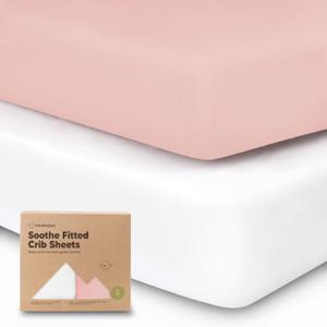 KeaBabies 2-Pack Organic Crib Sheets for Boys, Girls - 52x28 Fitted Crib Mattress Sheet Neutral, Breathable Jersey Cotton Cover for Baby Bed, Toddler Mattress, Soft & Cute Prints (Rose)