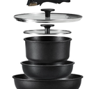 CAROTE 5pcs Pots and Pans Set Non stick,Cookware Set Detachable Handle,kitchen essentials,RV kitchen pot and pan,Induction Cookware,Oven Safe,PFOA PFOS FREE,Black