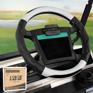 10L0L Golf Cart Steering Wheel Cover for Yamaha, Club Car DS & Precedent, 14 Inch Black White