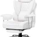 GTRACING Gaming Chair,Office Chair with Pocket Spring Lumbar Support, Ergonomic Comfortable Wide Office Desk Computer Chair with Outward Fixed Soft Armrests and Footrest,(PU Leather, White)