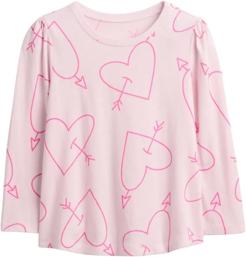 GAP Baby Girls' Long Sleeve Printed Knit Top (3T, Pink Hearts 558)
