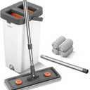 JUDRDO Mop and Bucket with Wringer Set for Home,61" Flat Mop and Bucket System for Floor Cleaning,Wet Dry Mop Window Wall Cleaner with Long Handle,Floor Mop with 4 Washable Microfiber Pads