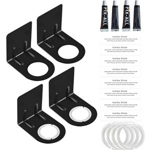 LEFTSTARER 4Pcs Adhesive Soap Dispenser Wall Mount Bottle Holder, Shampoo Holder for Shower Wall, Shampoo Dispenser Holder for Bathroom Kitchen Toilet (4pcs Black)