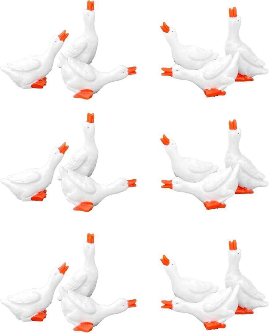 Tiny Garden Goose Fairy Garden Accessories Miniature Figurine Decoration for Micro Landscape Terrarium- 18 pcs Geese