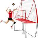 Volleyball Training Net, 8 X 11 Ft Adjustable Volleyball Net for Backyard, Volleyball Training Equipment Net for Indoor Outdoor (Red)