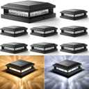 Bosceos 8-Pack Solar Post Lights, 2-Colors Mode 16LEDs Outdoor Decorative Post Cap Lights, Waterproof Solar-Powered Fence Posts Light, Fit 4x4, 5x5 Vinyl/Wooden Posts in Garden Yard Porch Deck, Black