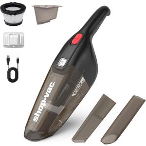 Shop-Vac Wet/Dry Handheld Vacuum, Powerful Small Vacuum Cordless Rechargeable, Wall-Mounted Hand Vac with Crevice Tool, Portable Vacuum for Home & Car, Lightweight & Compact, Black