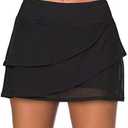 Aleumdr Women's Waistband Layered Swimdress Ruffle Swim Skirt Swimsuit Bottom, M