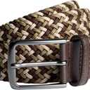 Mens Braided Elastic Stretch Golf Belt  Big and Tall Men Woven Belt, 1.38" Leather-Tipped Adjustable Fit (Waist 44"-50" Stretch, Cobra)