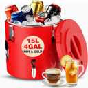 WantJoin Insulated Beverage Dispenser 4 Gallon, Stainless Steel Hot & Cold Drink Dispenser with Spigot Handles, Thermal Drink Container for Juice Tea Milk Catering Restaurant Parties (EXP 08/11/32)
