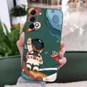Phone Case for Samsung Galaxy S22 Plus Slim Shockproof Silica Astronaut Pattern Side Creative Design for Samsung S22 Plus Case-Astronaut Green