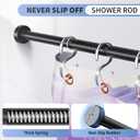 Black Shower Curtain Rod 34-82 Inches(2.8-6.8ft) Never Rust Adjustable Shower Rod Spring Tension Non Slip No Drilling Shower Rods for Bathroom Garland Window