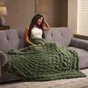 Double Side Faux Fur Throw Blanket,Cozy Soft Fuzzy Fluffy Faux Rabbit Fur Blanket for Couch, Bed, Sofa,Room Decor-Sage Green,60x90 inch
