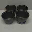 Quarut 4 Pack 6 Inch Flower Pots Planters for Outdoor Indoor, Plastic Plant Pots with Drainage Hole & Tray, Modern Decorative Garden Pot with Saucer, planters for House (Gray)
