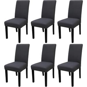 JQinHome 6 Pcs Dining Chair Slipcover,High Stretch Removable Washable Chair Seat Protector Cover for Home Party Hotel Wedding Ceremony (Grey)
