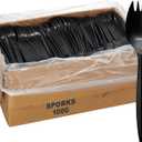 1,000 Plastic Disposable Sporks Bulk Black Medium Weight Disposable Silverware Plastic Cutlery Spork