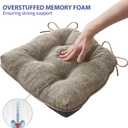 IPYNBAP Chair Cushions for Dining Chairs Set of 4, Kitchen Chair Cushions, Chair Pads with Ties and Non Slip Backing, Tufted Memory Foam Seat Cushion 4 Pack, 15.5" x 15.5" x 4", Khaki