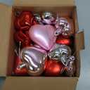 Valentines Heart Shaped Ornaments 20 Pcs, Red Pink Silver Glitter Hanging Decorations for Christmas Tree Home Window Indoor, Valentine Romantic Heart Shaped Decor Gifts for Wedding Anniversary Party