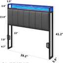 Twin Size Upholstered Headboard with LED Lights & Charging Station, USB & Type C Port, Linen Upholstery, Twin Headboard Only, Height Adjustable Attach Frame Sturdy and Stable Easy Assembly
