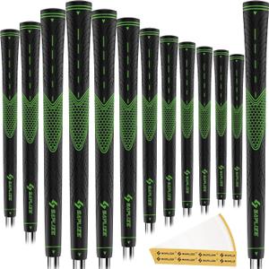 SAPLIZE Golf Grips Set of 13, Bundle with Tape or Full Regripping Kit, Jumbo / Mid / Standard / Undersize, Women / Men Anti-slip Rubber Golf Club Grips, CC01 Series