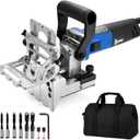 Dual-Spindle Doweling Jointer DJ710, 710W 120V 60Hz, Wood Plate Dowel Joiner, 2X10mm, 2X8mm and 2X6mm Drilling Bits, 90 Dowels