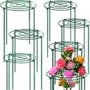 8 Sets Peony Support Cage,14"Diax32"High Heavy Duty Metal Plant Support,Grow Through Hoops Grids with 4 Thickened 5mm Legs,Strong Support Brace for Heavy Blossoms,Flower Support Ring for Peonies,Rose