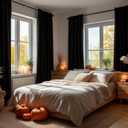 Deconovo Blackout Curtains, Thermal Insulated Rod Pocket Window Drapes, Noise Reducing, Oeko-TEX Certified, Room Darkening Curtains for Bedroom/Living Room, 2 Panels, Black, 42W x 63L