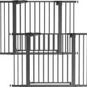 Babelio Baby Gate for Doorways and Stairs, 29-48" Auto Close Dog Gate PressGuard P7, Easy-Install Pressure Mounted Satey Door, No Drilling Safety Gate for Child and Pets, 2 Pack, Black