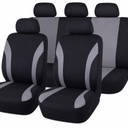 Gray Seat Covers For Cars Full Set, Two-Tone Front Seat Covers With Matching Back Seat Cover, Stylish Car Seat Protectors With Split Bench Design, Automotive Interior Covers