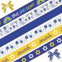 ALIBBON 6 Rolls 30 Yards 3/8" Hanukkah Ribbon Chanukah Grosgrain Ribbons for DIY Crafts Hanukkah Decor, Star of David Ribbons White Blue Ribbons for Jewish Gift Wrapping Bows Crafting Supplies Pack of 4