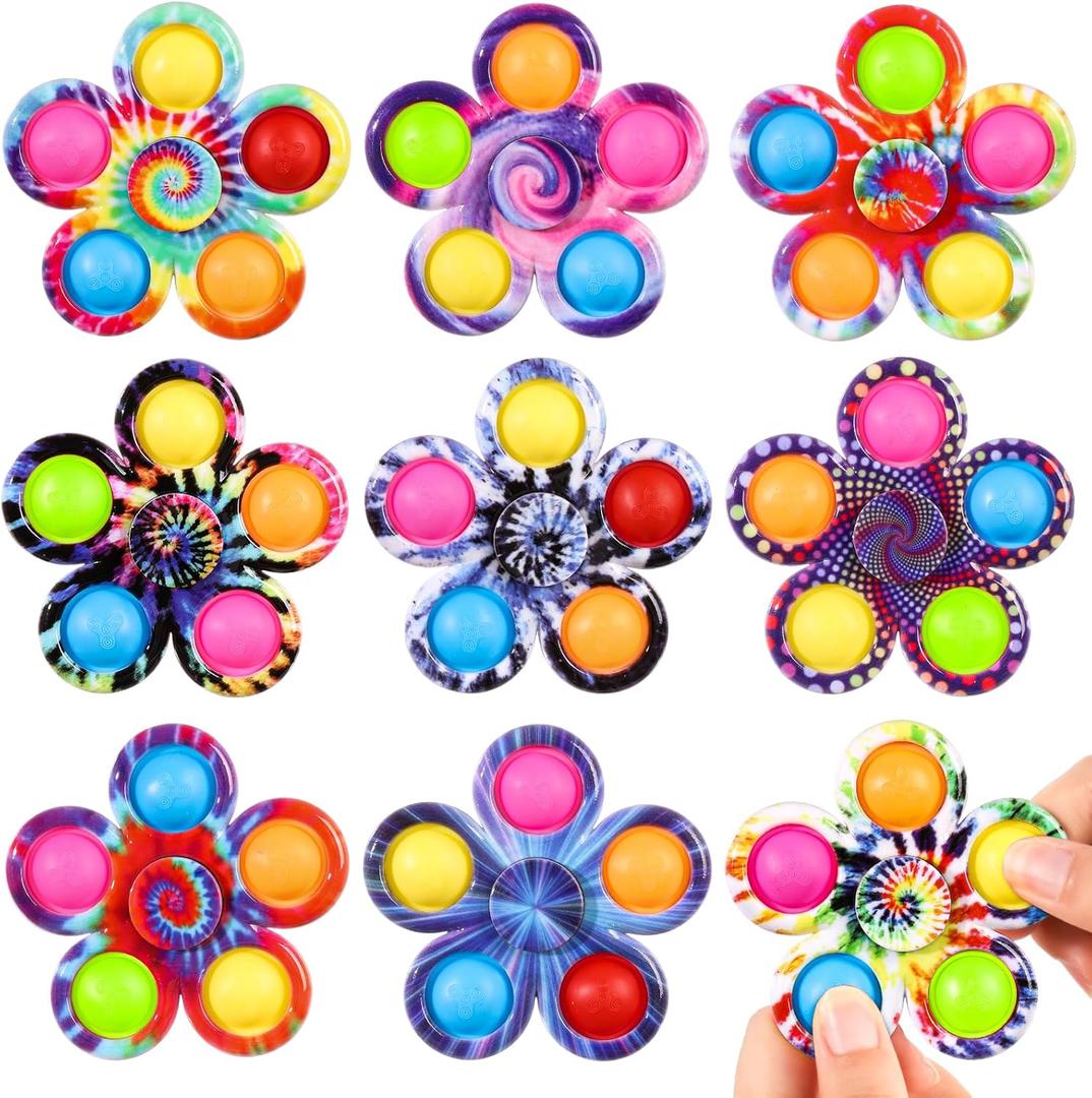 Gigilli Fidget Spinner 9 Pack, Classroom Prize Pop Fidget Spinners for Kids, Sensory Fidget Toys Bulk with Autism, Anxiety Stress Relief Toys, Party Favors Goodie Bag Stuffers Gifts for Kids