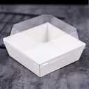 50 Pack Paper Charcuterie Boxes with Clear Secure Lids, 5 inches white Square Disposable Food Containers Bakery Boxes for Sandwich, Slice Cake, Cookies, Hot Cocoa Bombs, Strawberries