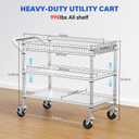 YNN Chrome Utility Rolling Cart,990Lbs 3 Tier Heavy Duty Metal Cart with Wheels & Handle NSF Wheeled Cart 31" D x 18" W x 33" H for Bedroom, Bathroom, Kitchen,Garden,Decor,Serving
