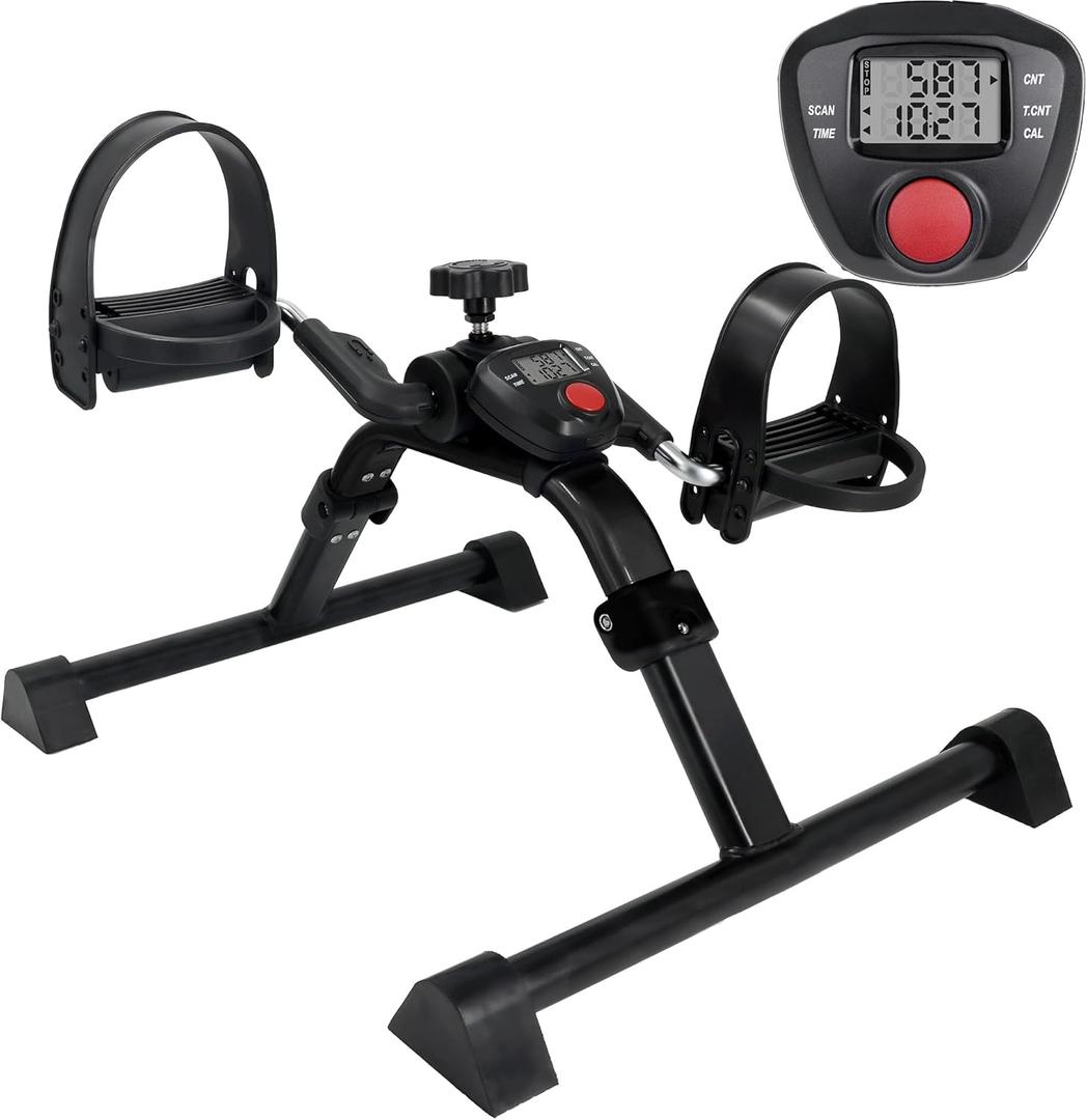 Vaunn Under Desk Bike Pedal Exerciser Ergometer with LCD Display – Mini Pedal Exerciser for Arm & Leg Workout, Folding Desk Cycle for Home Office, Physical Therapy & Low Impact Cardio