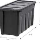 IRIS USA 31 Gallon Heavy Duty Storage Totes with Easy-Grip Handles, 4 Pack - Large Bins with Lids Garage Organizing Tubs, Durable Stackable Utility Containers, Made in USA - Black
