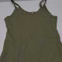 GEMBERA Women Spaghetti Strap Scoop Neck Ribbed Tank Tops Slim Fitted Cotton Camisole Basic Sleeveless Layering Shirts (Large, Olivegreen)