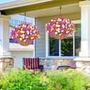 Elyum Artificial Hanging Flowers for Outdoors, Fake Flowers Artificial Petunias Hanging Baskets for Outdoors, UV Resistant Fake Hanging Plants Flowers for Outside Garden Patio Porch Decor