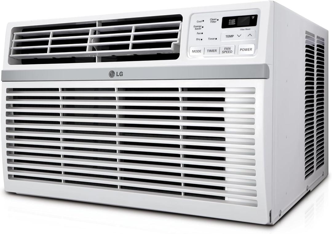 LG 8,000 Window Air Conditioner, 115V, 350 Sq.Ft. (14' x 25' Room Size), Quiet Operation, Electronic Control with Remote, 3 Cooling & Fan Speeds, Auto Restart, 8000 BTU, White