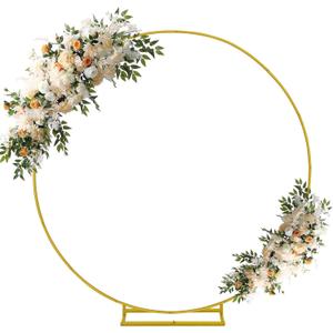 6.6FT Round Backdrop Stand Wedding Arch Frame Circle Stable Gold Metal Arch Stand for Wedding Birthday Party Baby Shower Bridal Shower Photography Decoration